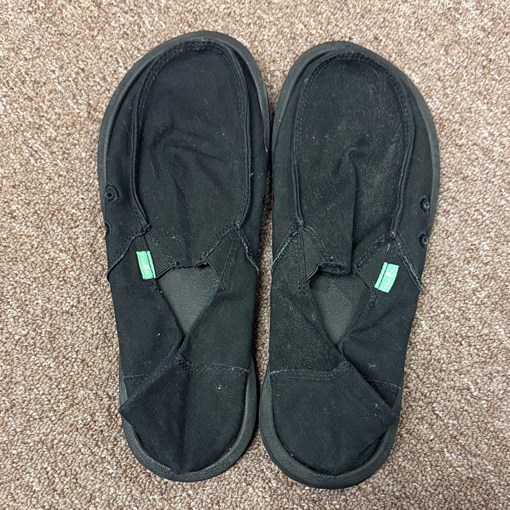 Sanuk Kids Black Canvas Slip-On Shoes